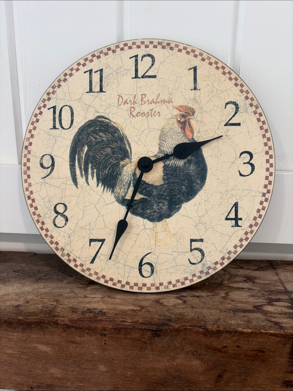 Vintage Rooster Wall Clock - Cream and Black